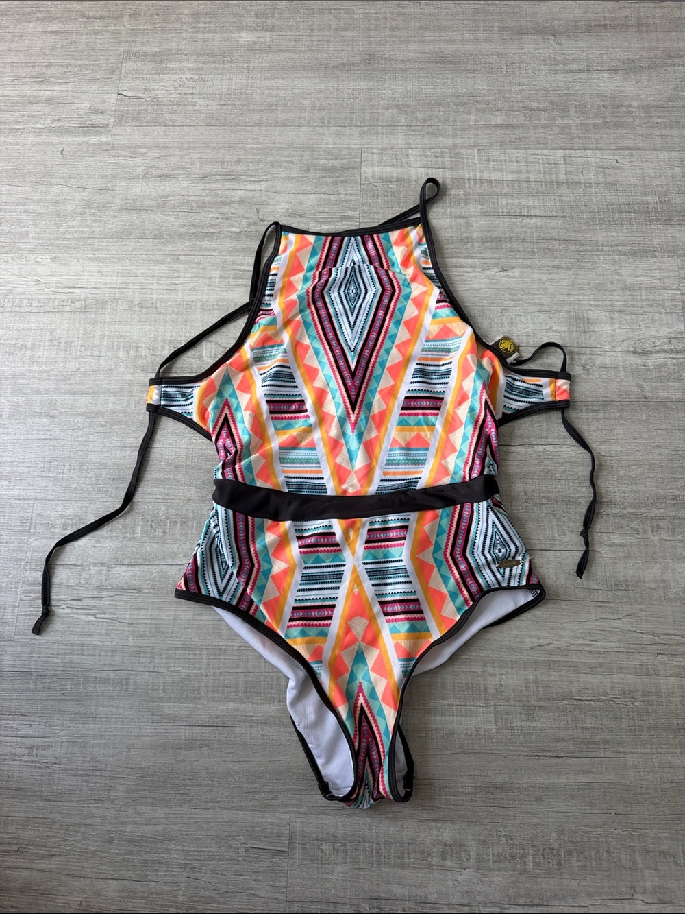 Body Glove Girls' Multicolor Aztec One-Piece Swimsuit with Black Trim